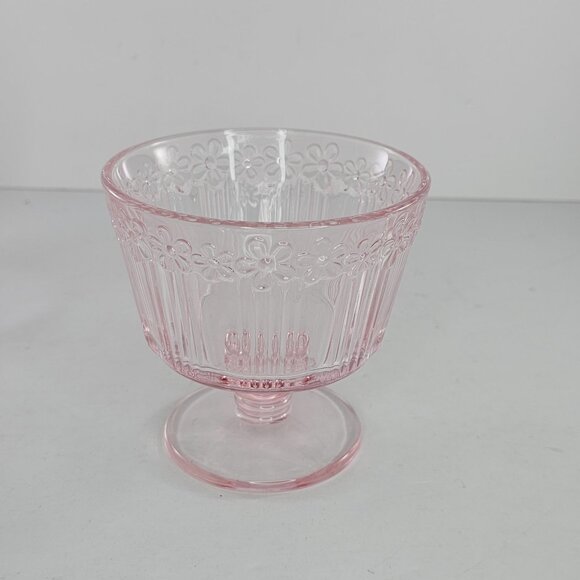 Daisy Flower Glass Dessert Pedestal Cups Set of 4 Blue Green PInk - Picture 10 of 12